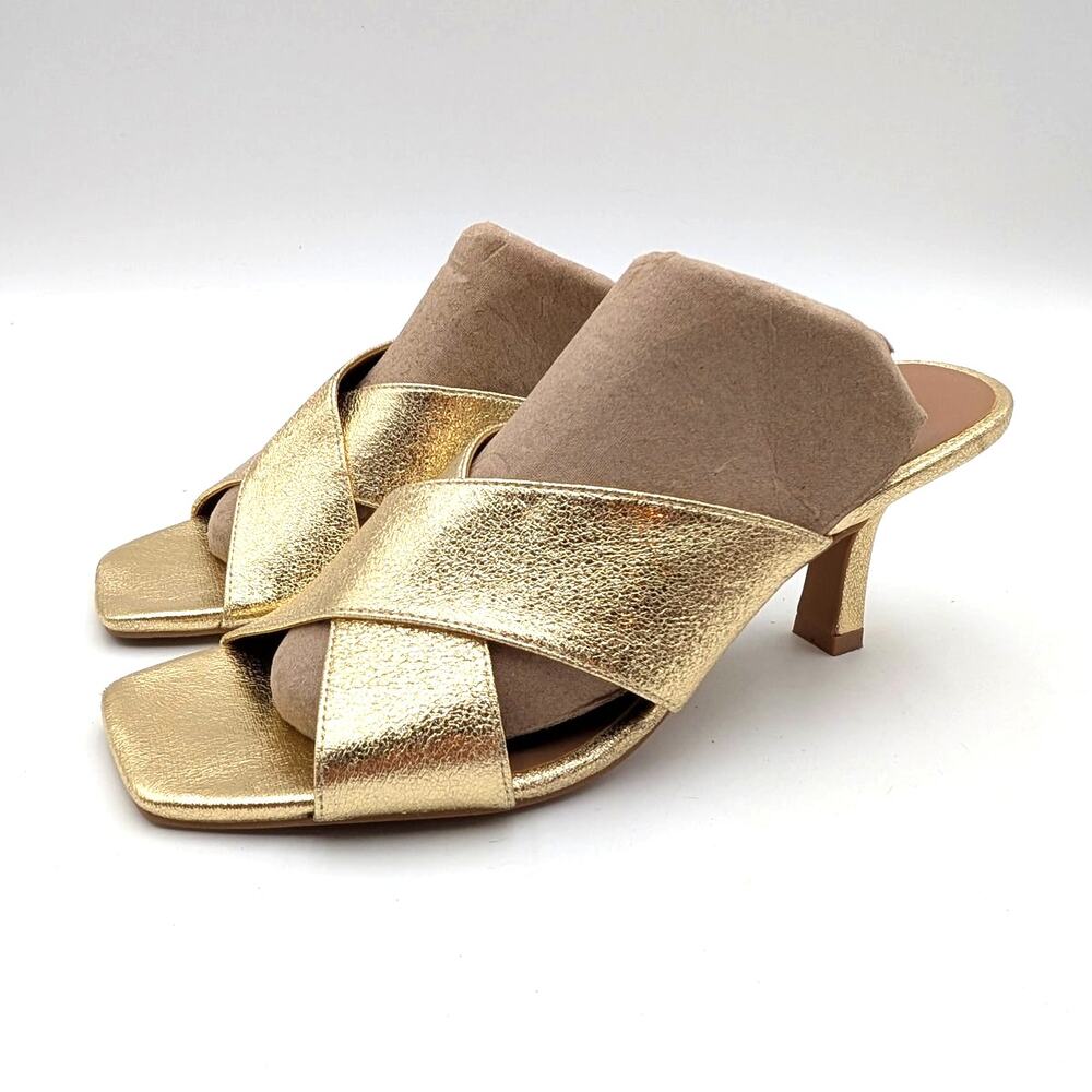 Nordstrom Rack Lauren Slide Sandals Open Toe Women's Gold Size US8M EU38